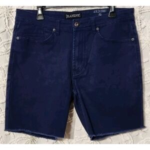 BlankNYC Mens‎ Slim Shorts Size 36 Navy Blue 5 Pocket Fitted Frayed Hem Denim